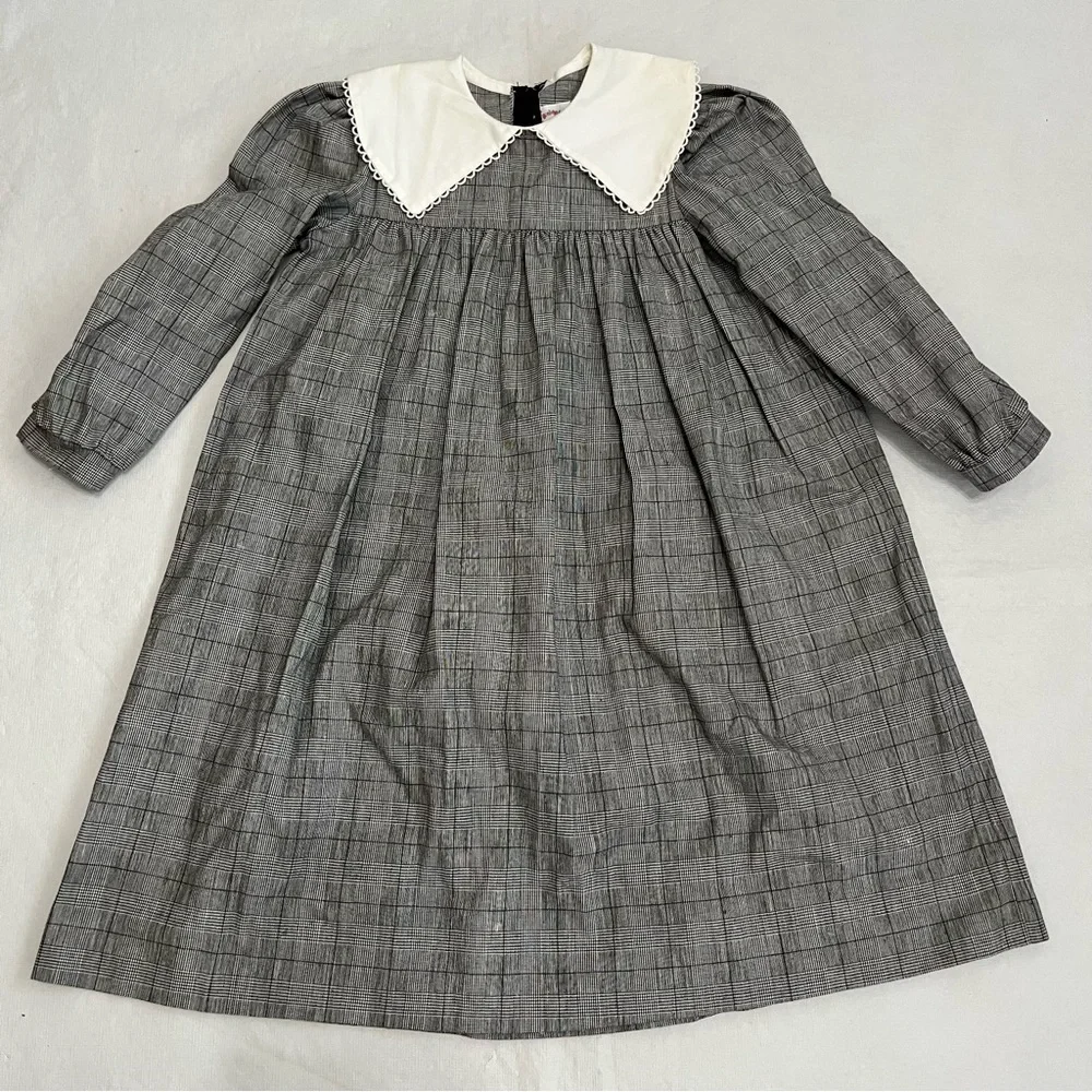 Vintage Lillibit Plaid Dress White Collar